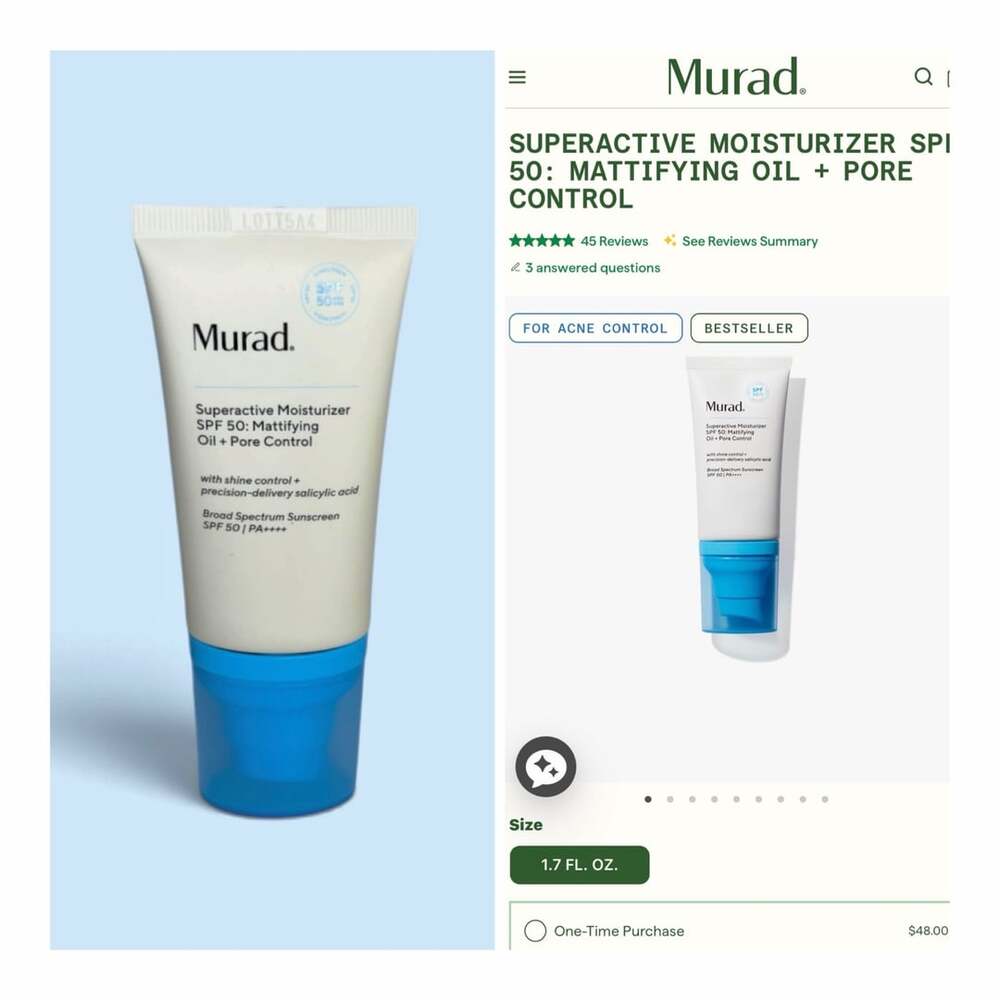 MURAD Superactive Mattifying Oil + Pore Control Moisturizer SPF 50